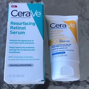 CeraVe Retinol Resurfacing Serum & Hydrating Mineral SPF 30 Face Sheer Tint